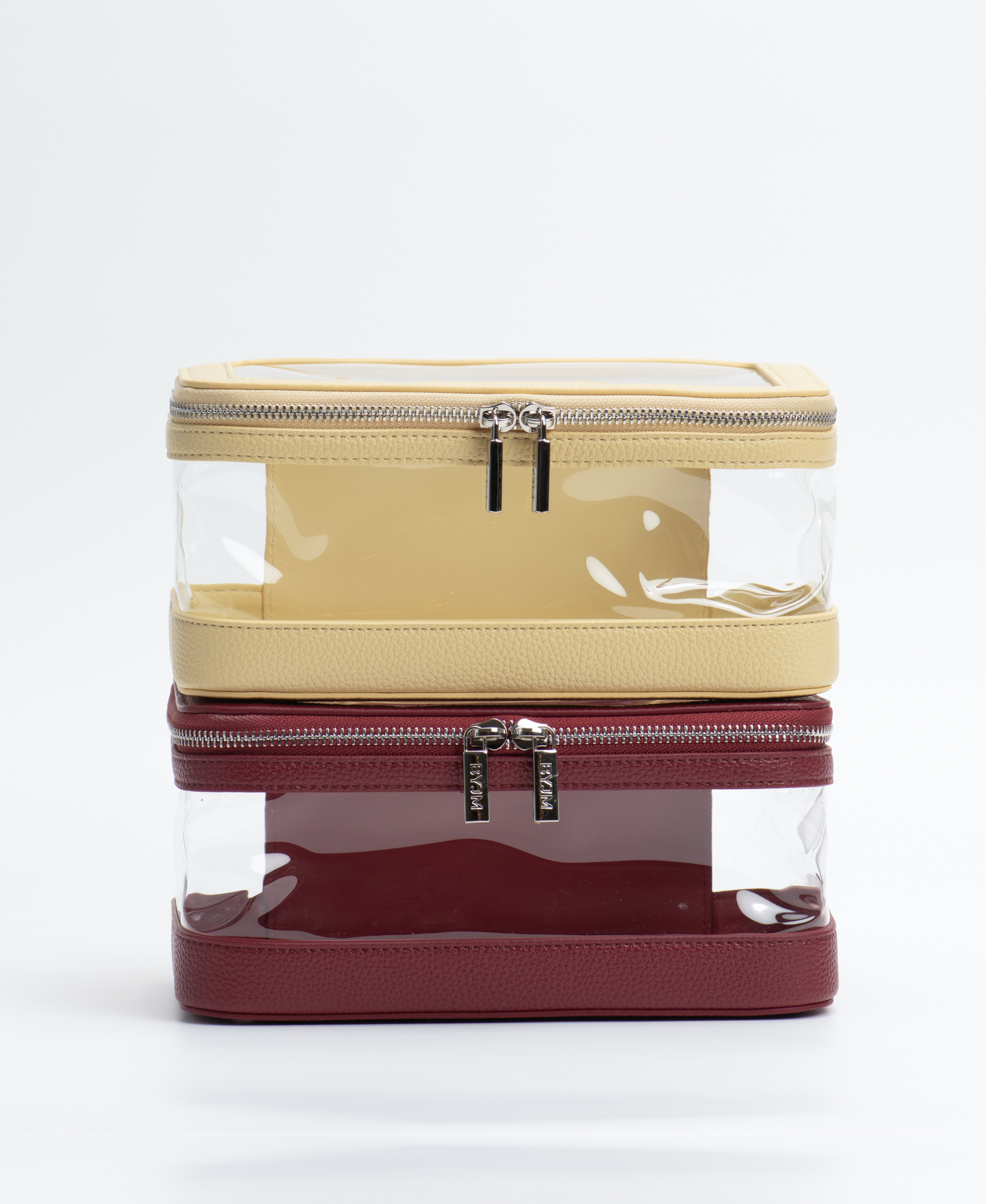 Clear Makeup Travel Case - Burgundy