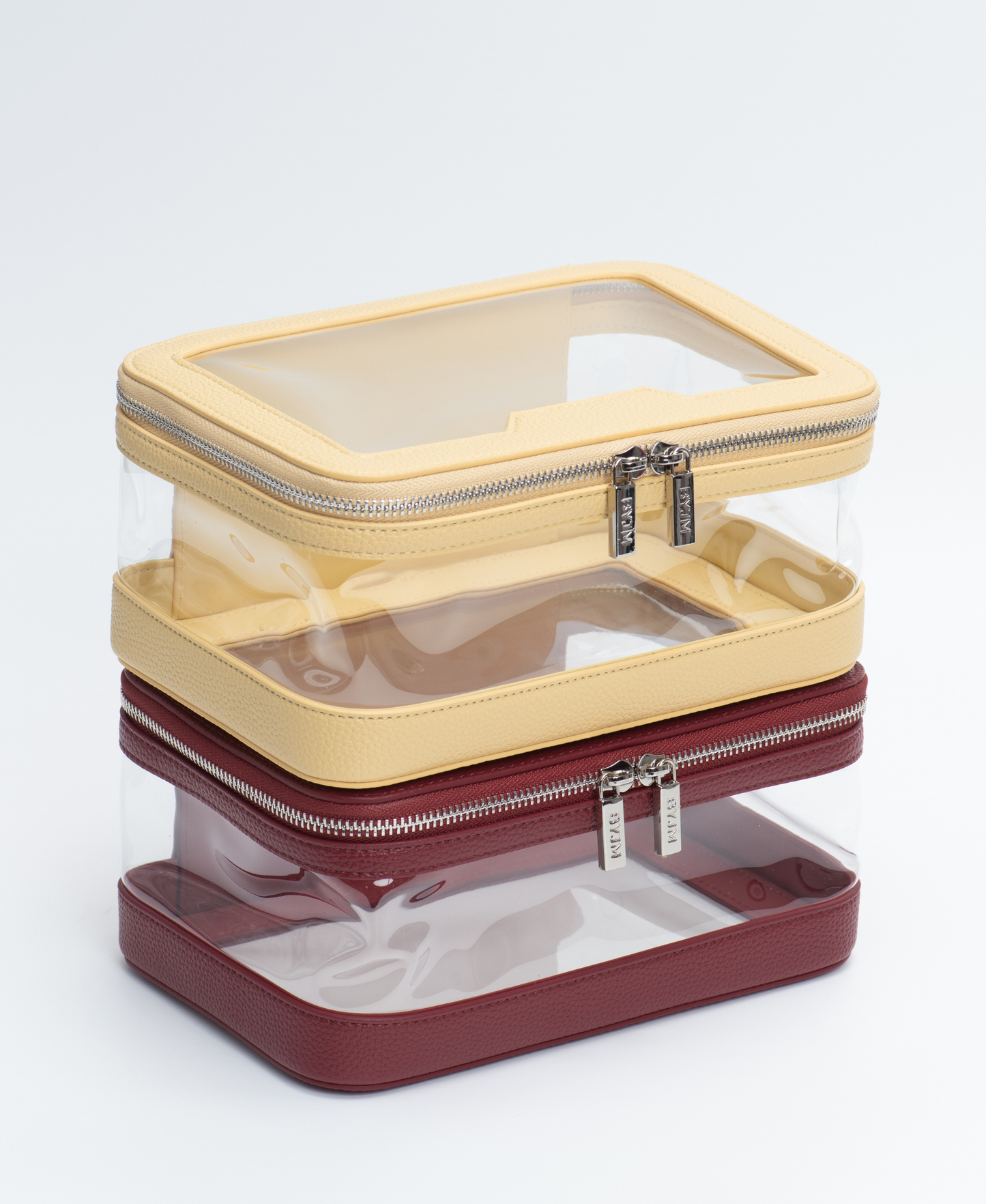 Clear Makeup Travel Case - Burgundy