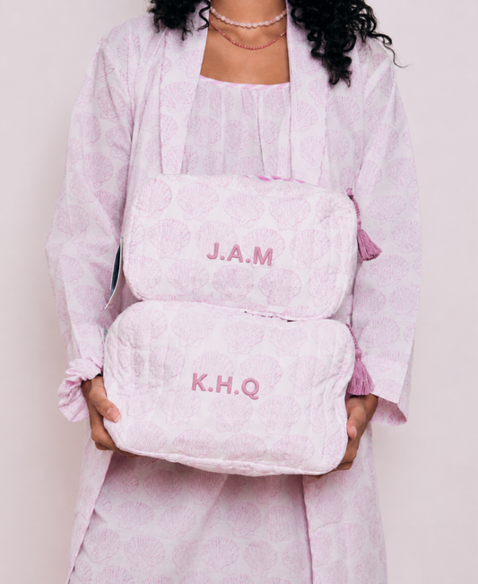Classic Pouch Set - Pink  (3 LETTERS INCLUDED)