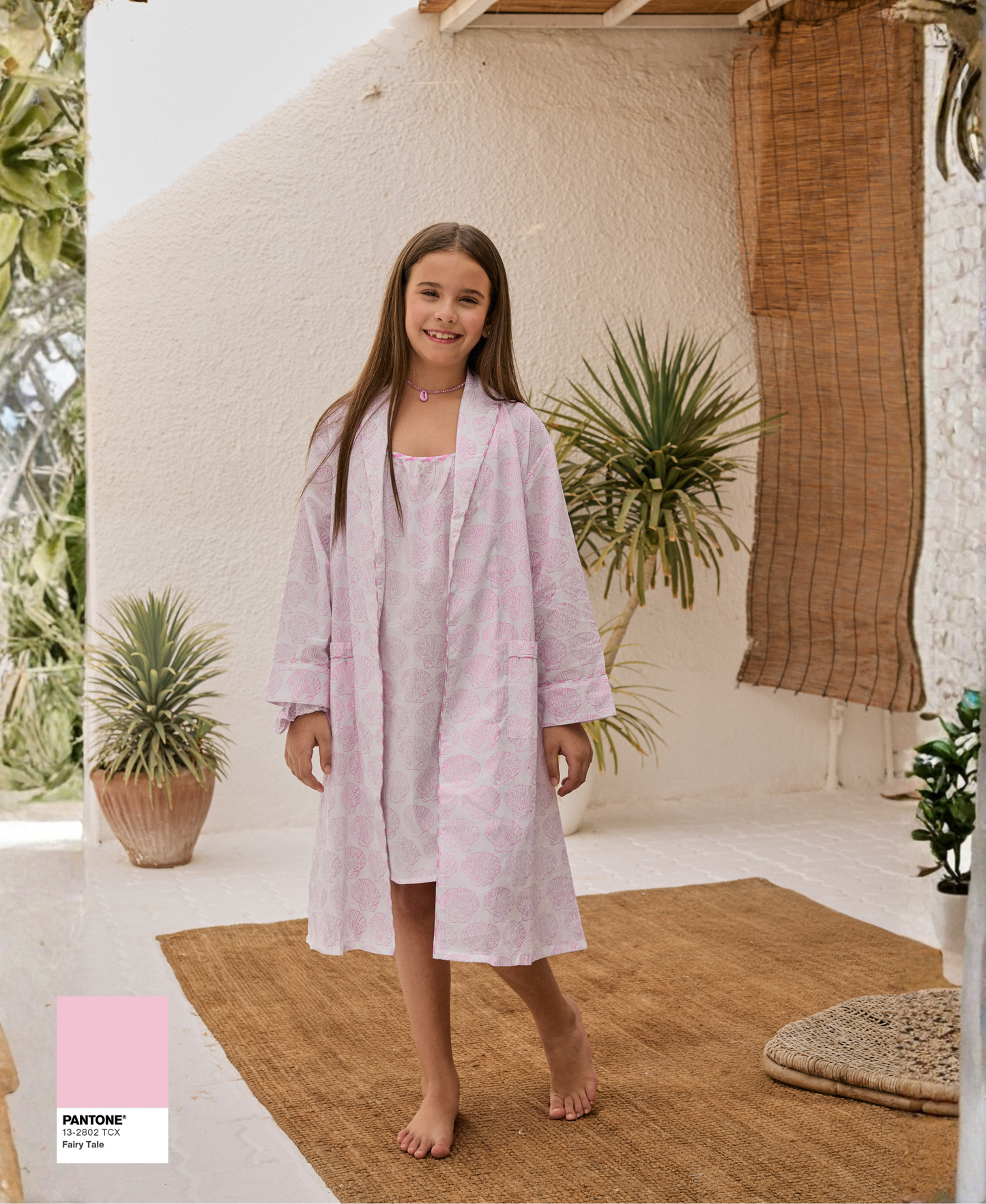 Slip Robe Pajama Set - Pink - Kids