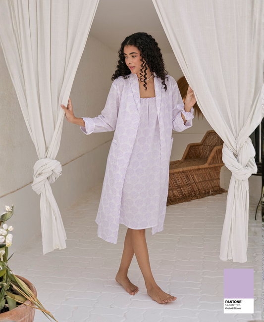Slip Robe Pajama Set - Purple - TEEN/WOMEN